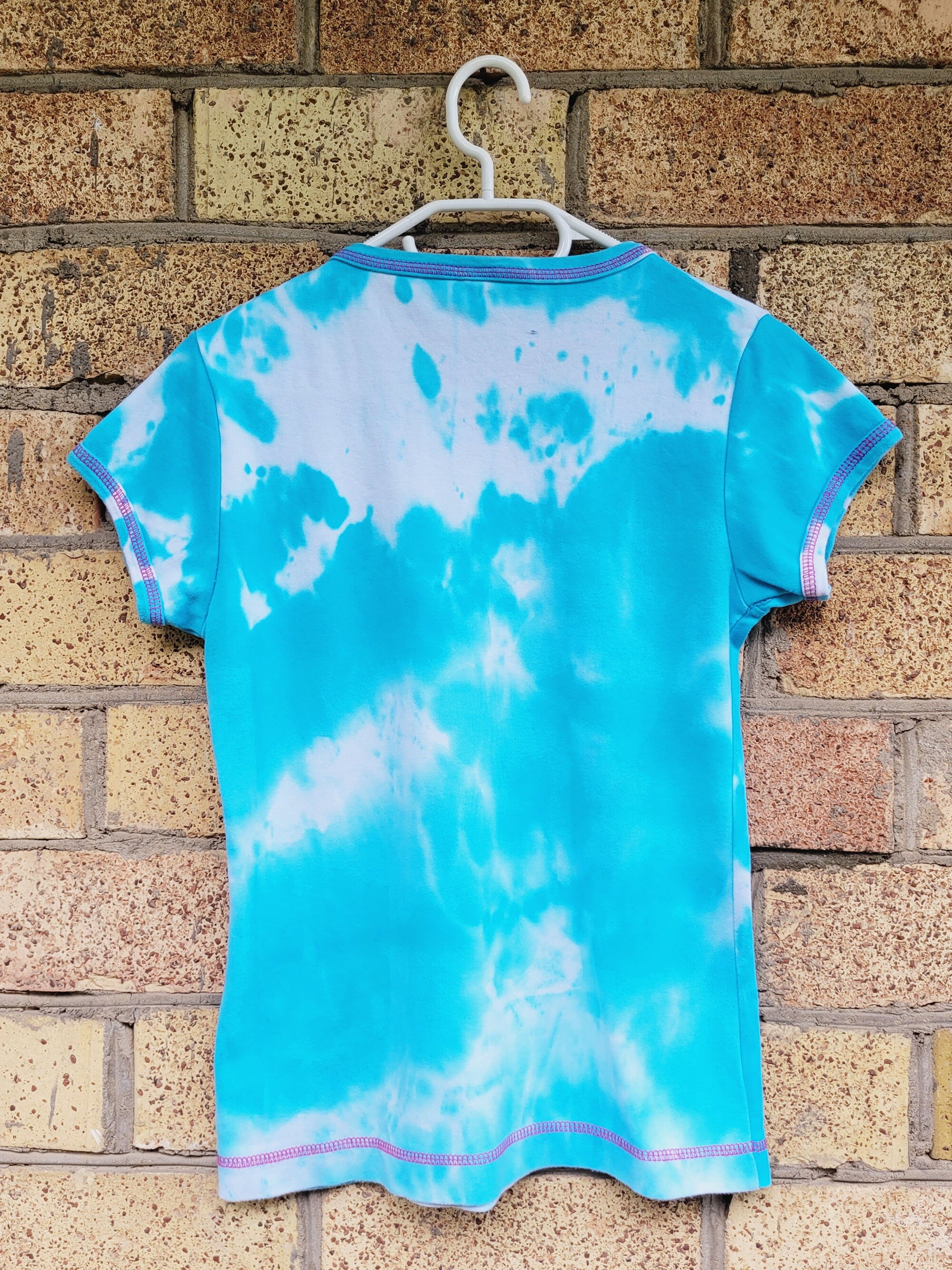 90s blue batik minimalist cotton T-shirt tee top