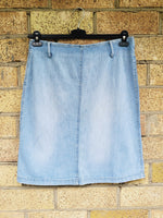 Load image into Gallery viewer, Retro 90s light blue denim jeans Western midi pencil skirt
