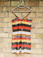 Load image into Gallery viewer, Y2K 00s colorful striped floral minimalist mini slip dress
