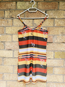 Y2K 00s colorful striped floral minimalist mini slip dress