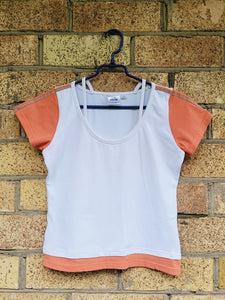 Y2K 00s white orange sports minimalist T-shirt tee top