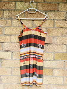 Y2K 00s colorful striped floral minimalist mini slip dress