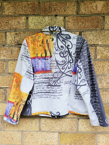 90s retro colorful abstract digital print denim jacket