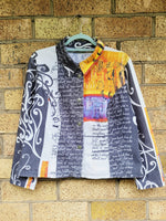 Load image into Gallery viewer, 90s retro colorful abstract digital print denim jacket
