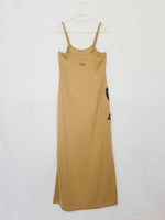 Load image into Gallery viewer, Y2K 00s gold brown dragon print minimalist maxi slip dress
