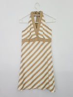Load image into Gallery viewer, Y2K retro striped shimmer stretch halter party mini dress

