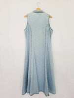 Load image into Gallery viewer, Retro 90s blue denim buttons down sleeveless maxi dress
