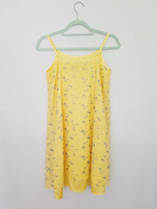 90s retro yellow layered floral minimalist mini slip dress