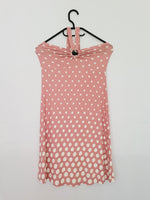 Load image into Gallery viewer, Y2K retro pink polka dot stretch halter party mini dress
