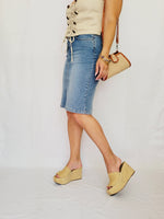 Load image into Gallery viewer, Retro 90s blue denim jeans Western midi pencil skirt
